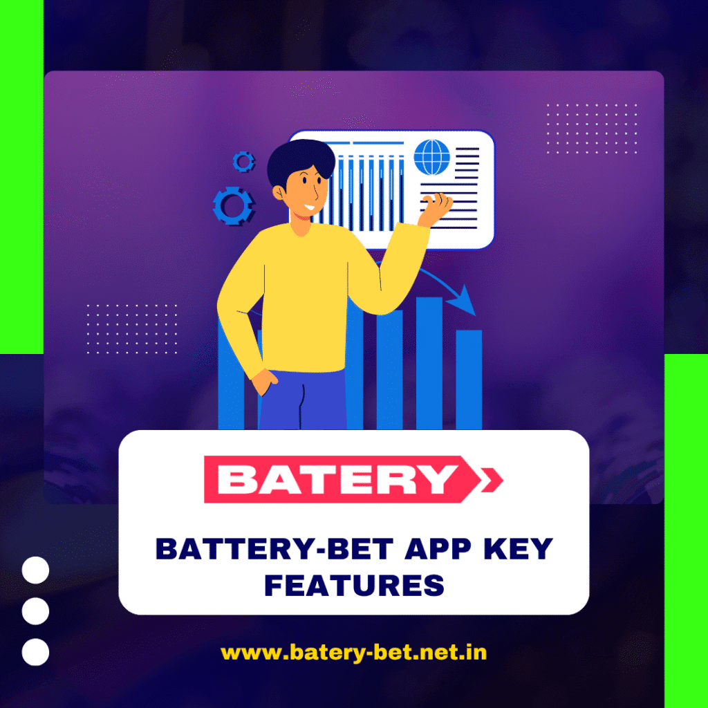 Battery Bet app features including live betting and casino games